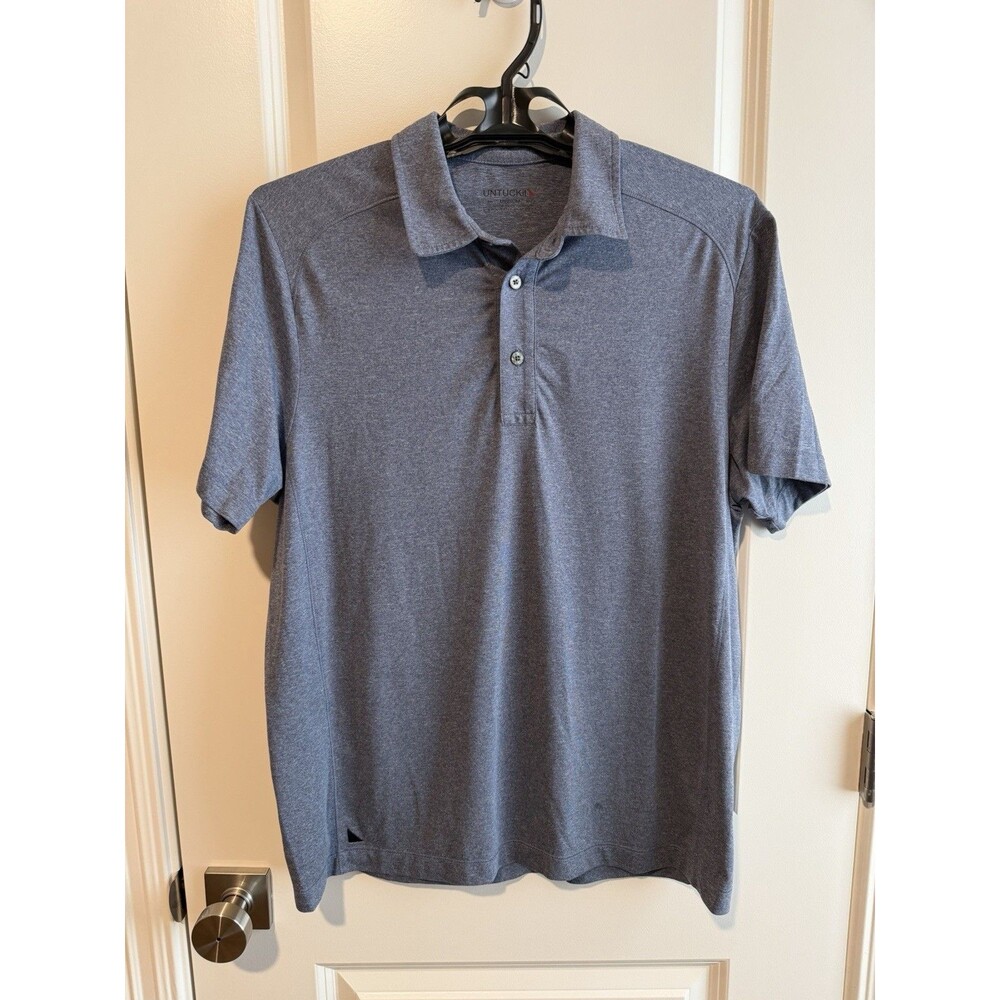 UNTUCKit Men’s Medium Blue Heather Performance Polo Stretch Golf Shirt M